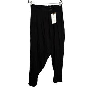 NWT Ritu Kumar Black Lightweight Crossover Fabric Front Flowy Pants